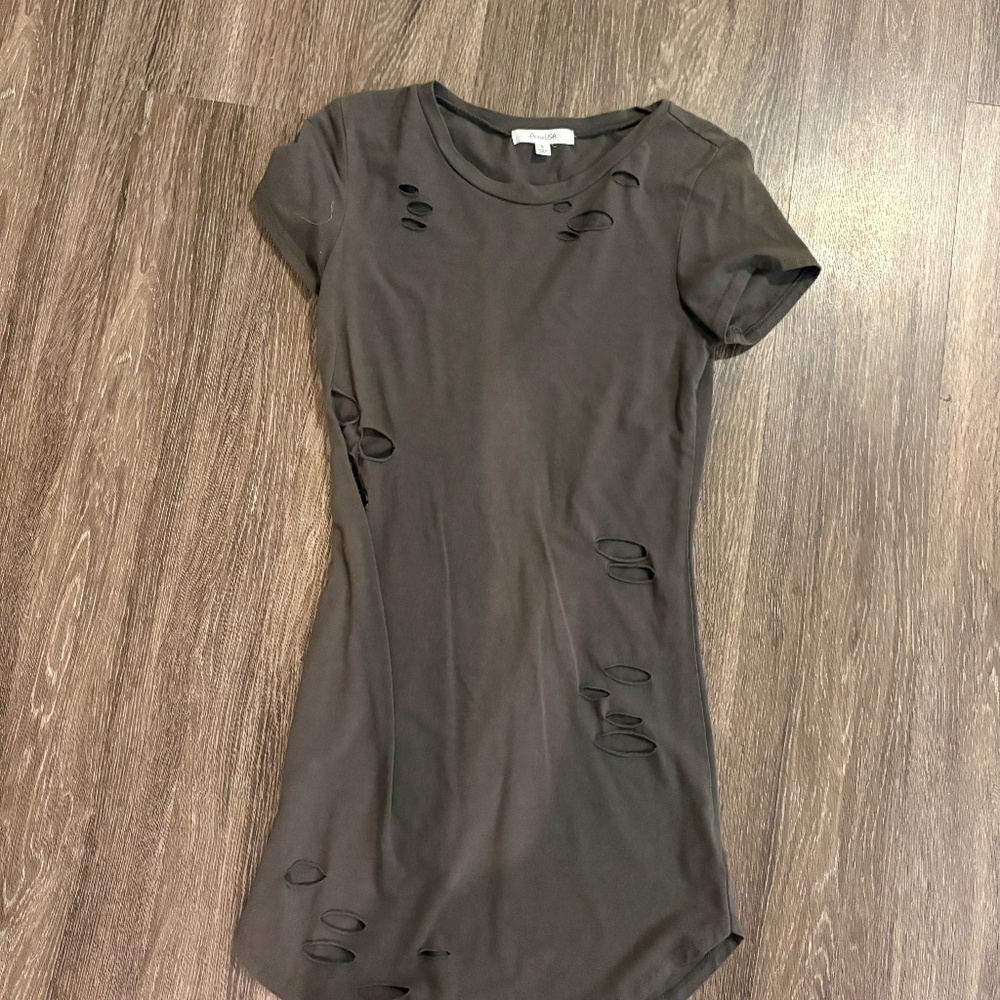 Active USA Distressed Olive Green T-Shirt Dress